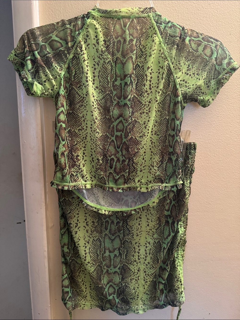 Green Snake-Print Reptile Shirt — and Skirt. Lightweight Pet Reptile Apparel